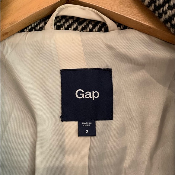 GAP Black & White Tweed Wool Coat Sz 2 - Picture 5 of 8